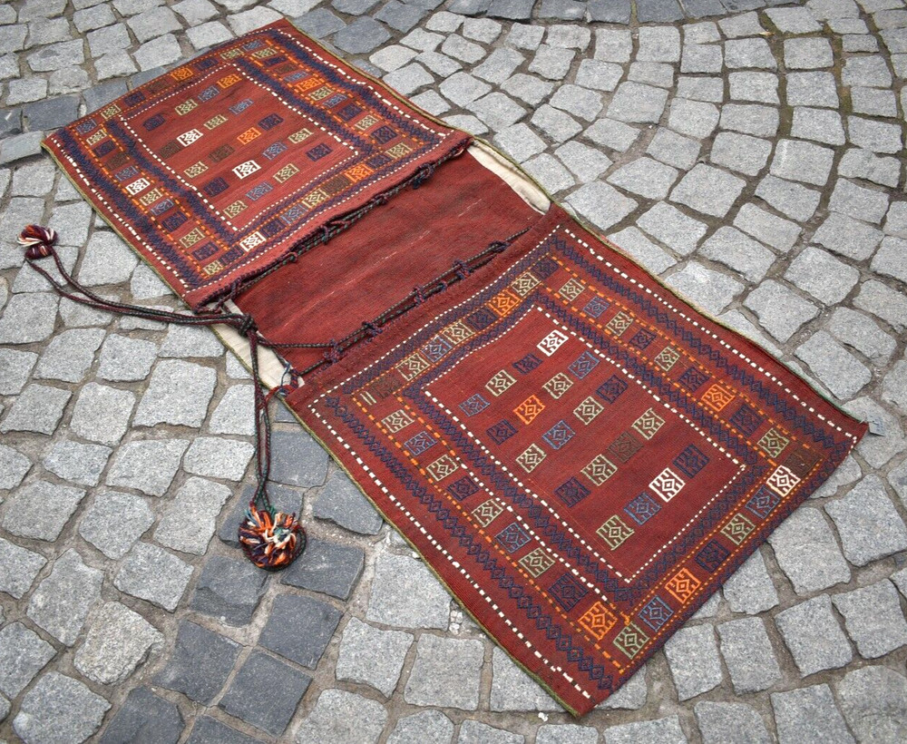 Antique Caucasian Rug 25'' x 62'' Collector Item Verneh Saddlebag Cicim Wool Rug