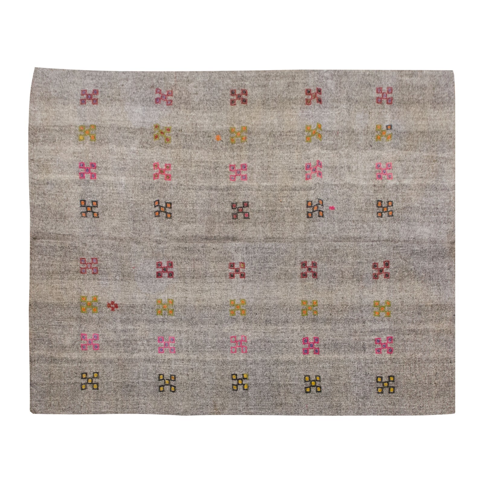 Embroidery Cicim Rug,Vintage Minimal Kilim Rug,Turkish Light Rug, 7'7 x 9.1 ft gallery