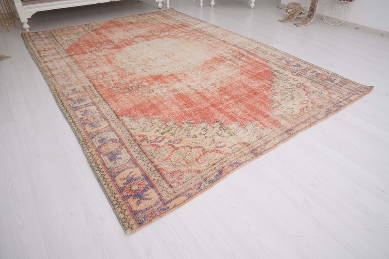 Turkish Vintage Oversize Rug 7x9 Handmade Oushak Large Traditional Carpet 417 gallery