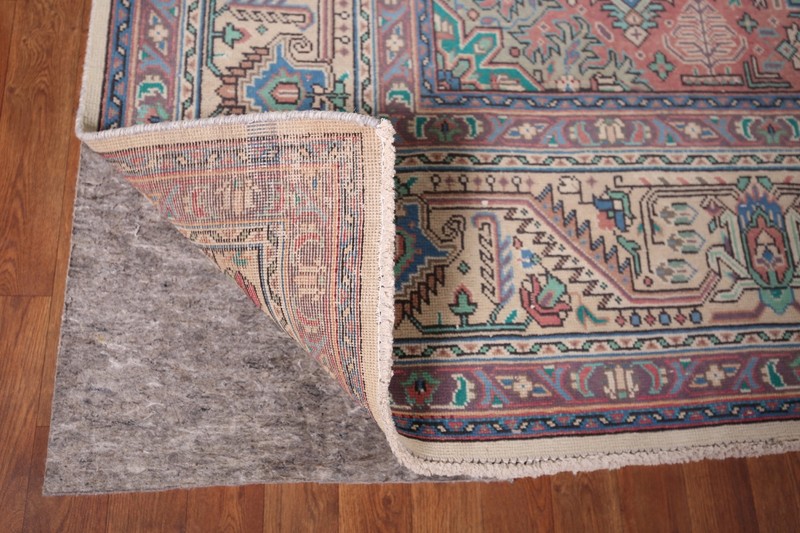 Geometric Light Gray Wool Tebriz Living Room Area Rug 10x13 Vintage Handmade Rug gallery