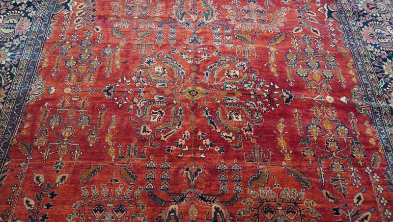 Antique Saroukk Hand-Knotted Wool 9' x 12' Red Oriental Rug Exceptional gallery