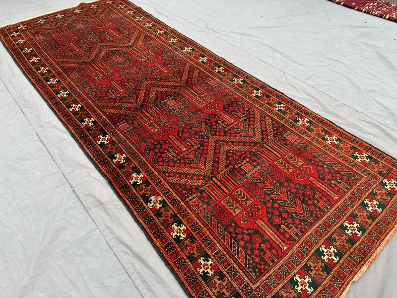 Afghan Baluchi Rug 3'9 x 9'8 ft - Persian Style Vintage Tribal Wool Runner Rug gallery