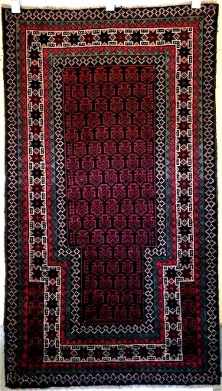 Circa 1950's Turkish Wool Prayer Rug Wool Hand Knotted 60" x 32.5" BEAUTIFUL gallery
