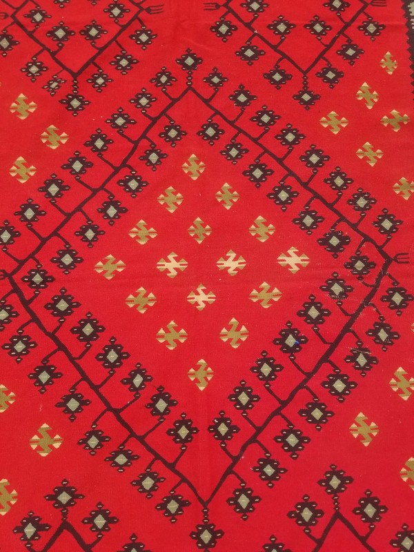 Vintage Traditional Handmade Turkish Wool Red Kilim 9.8x6.5ft gallery