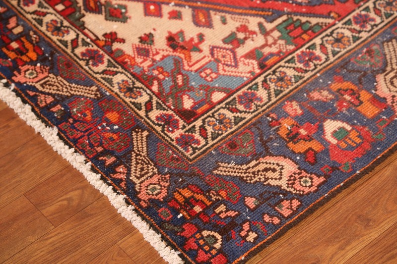 Bird Design Vintage Rust Wool 10 ft Runner Rug Hand-knotted Hallway Carpet 4x10 gallery