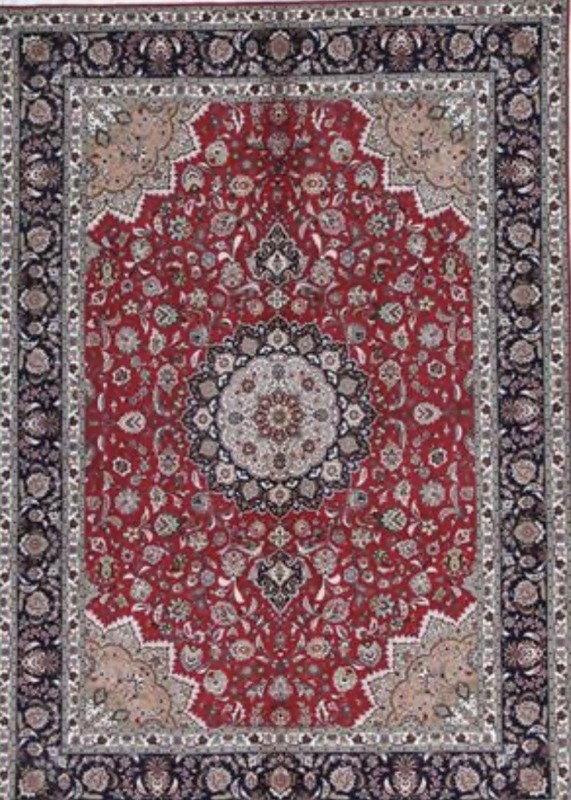 Auth Area Rug Fine Wool & Silk Pile 8.02 X 11.7ft Rare Tabrizz Beauty 55 Raj Red gallery
