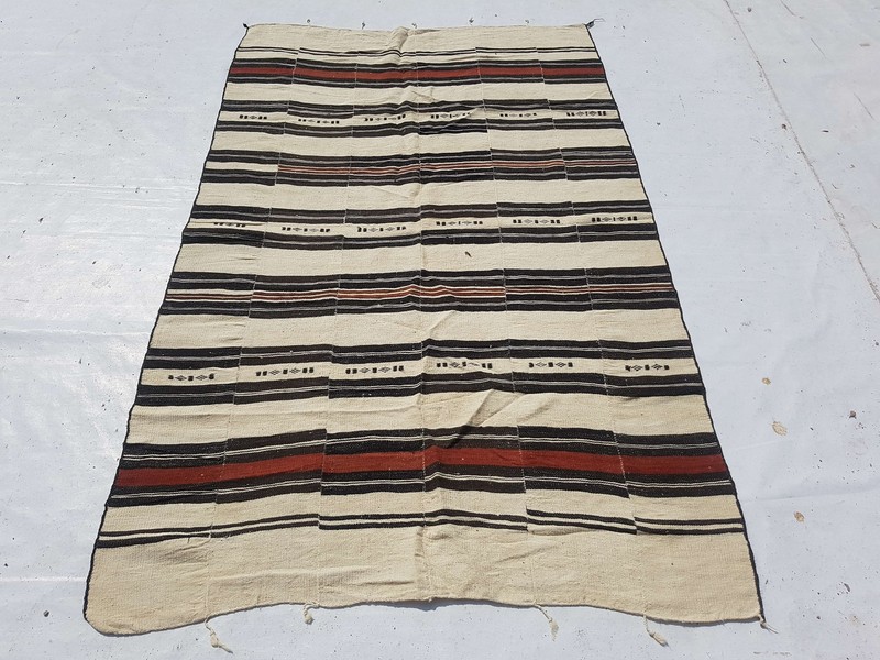 Vintage Handmade African Fulani Wool Kilim Rug Carpet 220x132 cm gallery