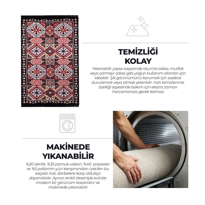 BiggHome Rug - 80*150 cm, Machine Washable, Durable, Modern Pattern for Living R gallery