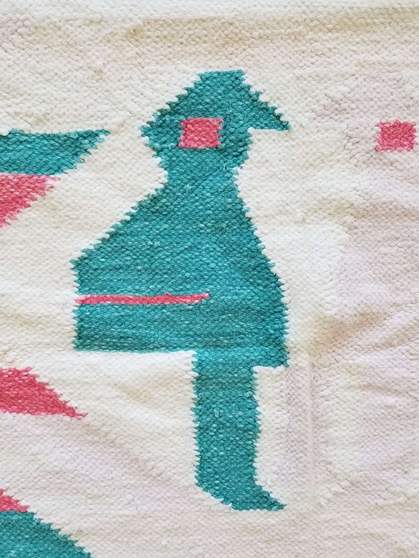 Fine Vintage Traditional Hand Made Oriental Wool Cyan Pink Kilim 196x155cms gallery