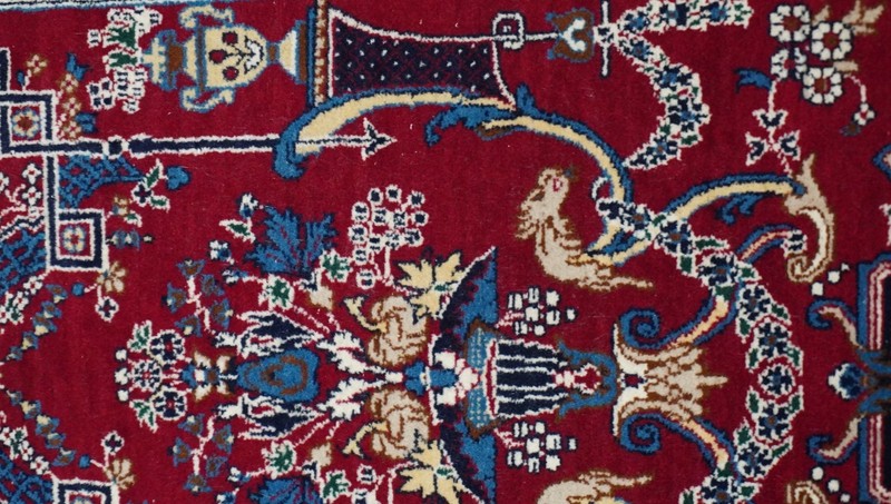 Unique Hand Knotted 2' x 4'7" Vase Floral & Animals Wool India Oriental Rug gallery