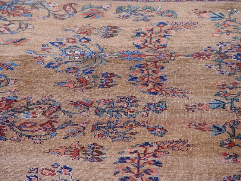 Rare Antique Bijarr Hand Knotted Wool Kurdish Camel Hair Oriental Rug 9' x 12' gallery