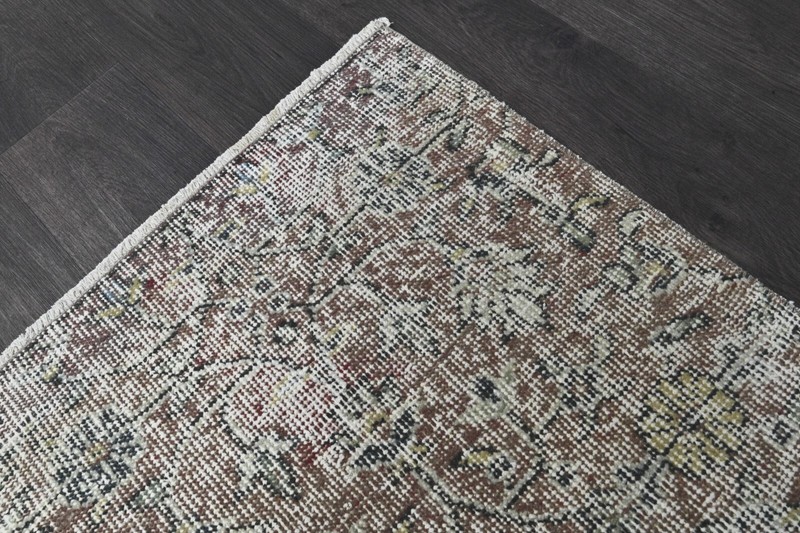 Vintage Turkish Runner Rug 2x8ft Wool Anatolian Handmade Hallway Oushak BROWN gallery