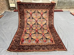 4’6 x 6’5 ft Antique Afghan Hand-Knotted Tribal Wool Rare Faded Geometric Rug