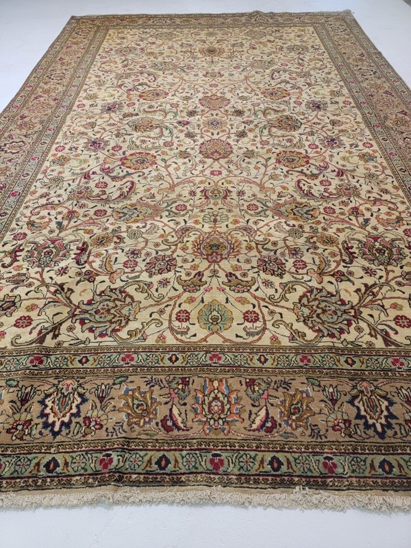 Antique Oriental Hand-Knotted Wool Area Rug Ivory/Red/Blue 9'10" x 15'7" gallery