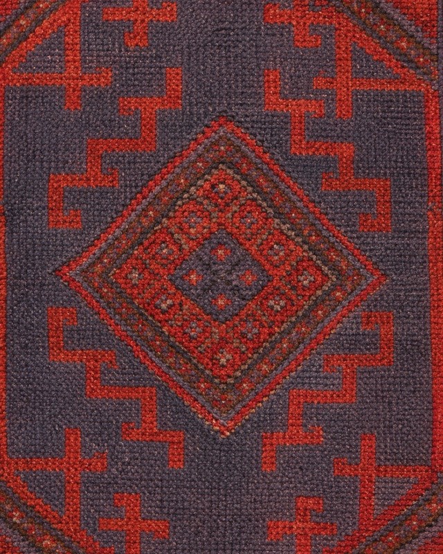 Vintage Afghan Baluchi Wool Runner Rug Handwoven Medallion Tribal Red Blue 2x8ft gallery