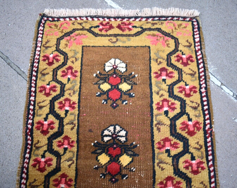 Fabulous Antique Turkish Rug 18'' x 29'' Collectors Item Melas Yastik Wall Rug gallery