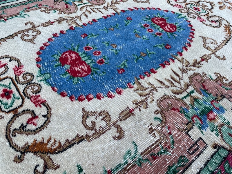Bohemian Area Rug Handmade Wool Rug Turkish Vintage Traditional Rug 3,7 x 6,8 ft gallery