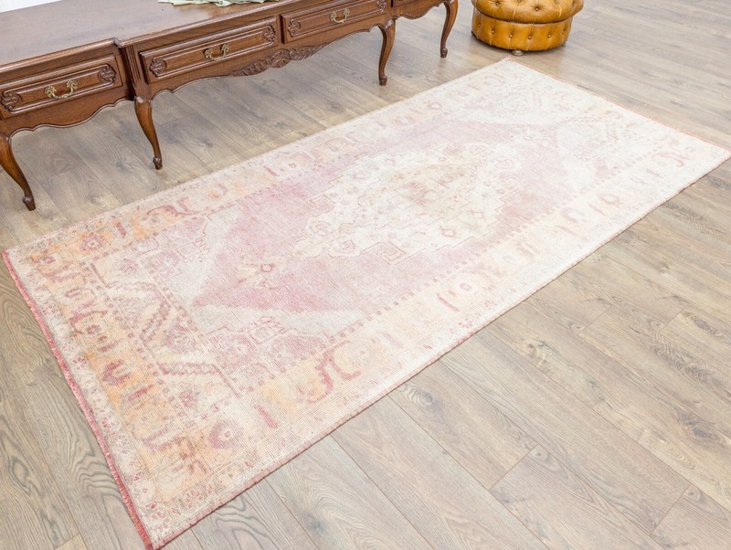 Muted Turkish Oriental Area Rug 4.2x8.6 ft Vintage Oushak Large Wide Runner gallery