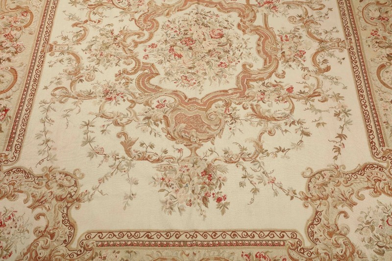 Flowers and Garlands French Aubusson Rug 19th Century, 1920's, France gallery