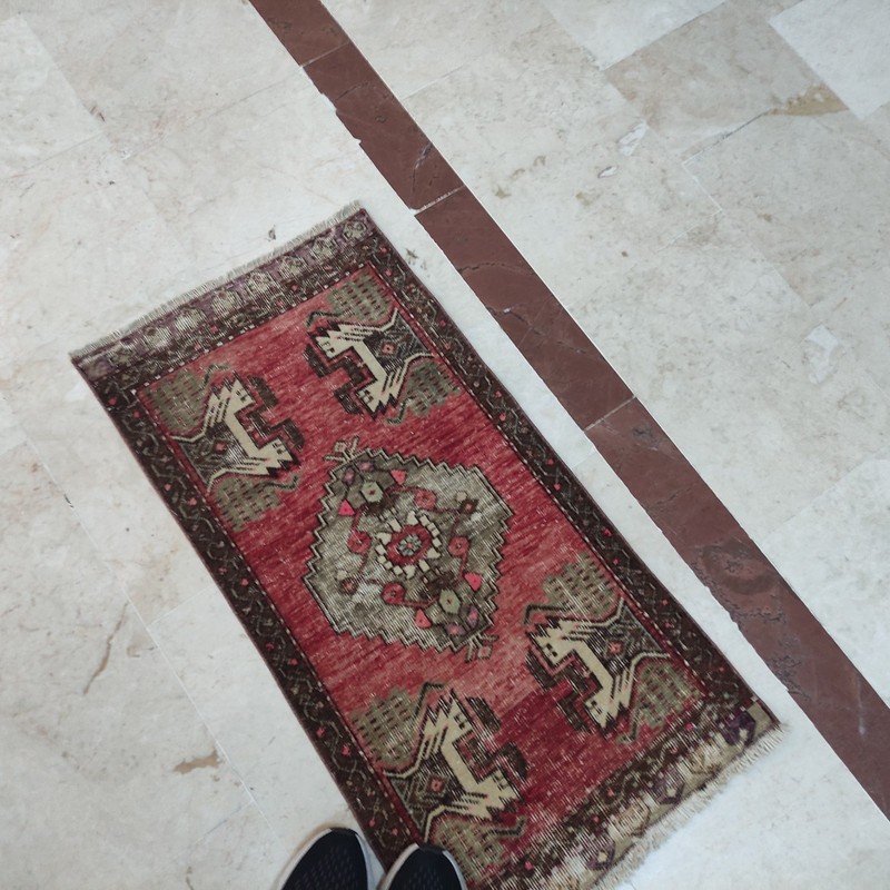 2x3 Turkish Vintage Small Rug Handmade 49 x 91 cm Bath Mat 1.61 x 2.99 ft gallery