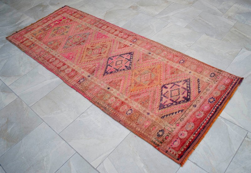 Antique Turkish Runner Hand made Natural Dyes Short Runner Rug 2.11 x 7.9 ft gallery