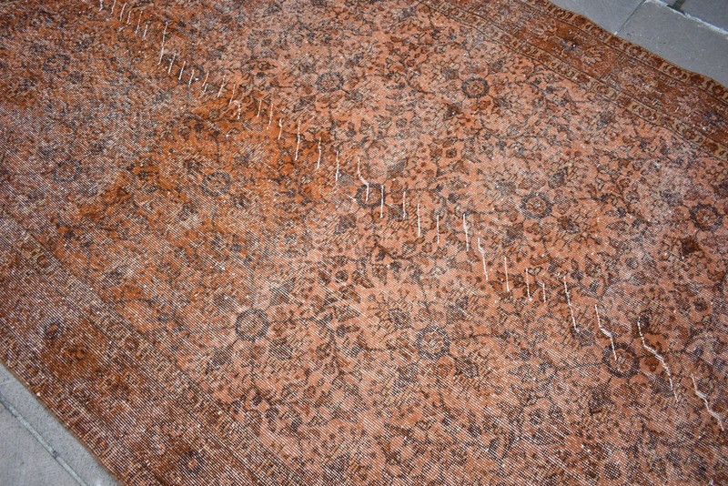 Vintage Turkish Rug 6 x 10 ft Anatolian Over Dyed Rug Painted Wool Area Rug gallery