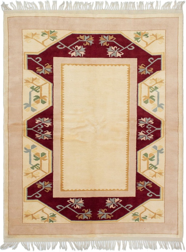 Vintage 5'2" x 7'1" Traditional Hand Knotted Vegetable Dye Wool Area Rug