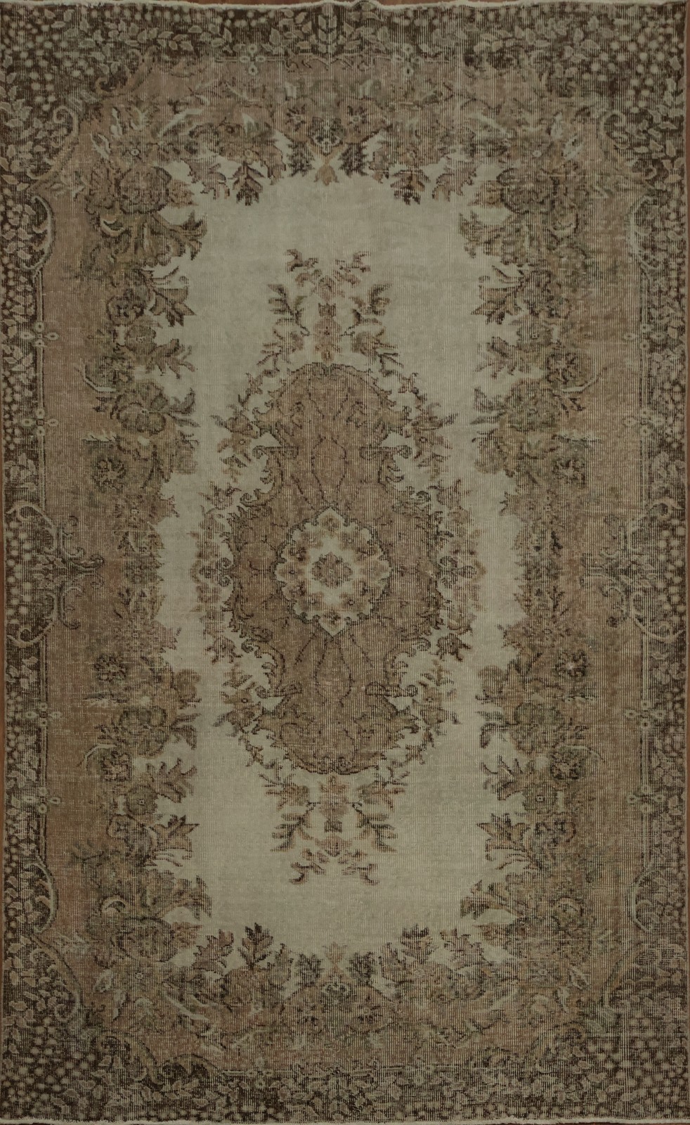 Exquisite Traditional Distressed Anatolian Rug 6x9 Ivory Wool Handmade Carpet gallery