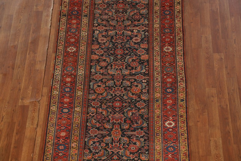 Pre-1900 Navy Blue Wool Hand-knotted Malayer 17 ft Runner Antique Rug 4x17 gallery