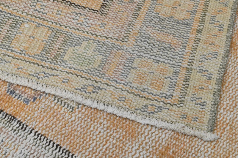 Vintage Turkish Runner Rug 3x11ft ORANGE Handmade Anatolian Oushak Hallway Wool gallery