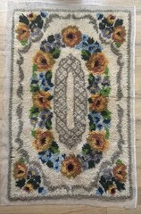 Vintage Hand Made Floral Granny MCM Latchhook Bed Rug Cottagecore 48 X 31