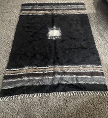 RARE ANTIQUE TURKISH HANDWOVEN ANATOLIAN DEVAN GOAT/MOHAIR WOOL RUG BROWN 1890’s