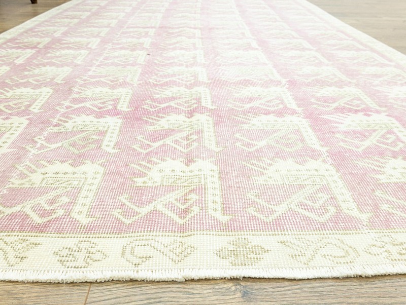 Modern Art Deco Oushak Rug-Vintage Turkish Animal Rug-Handmade Rug-4.10x8.4 ft gallery
