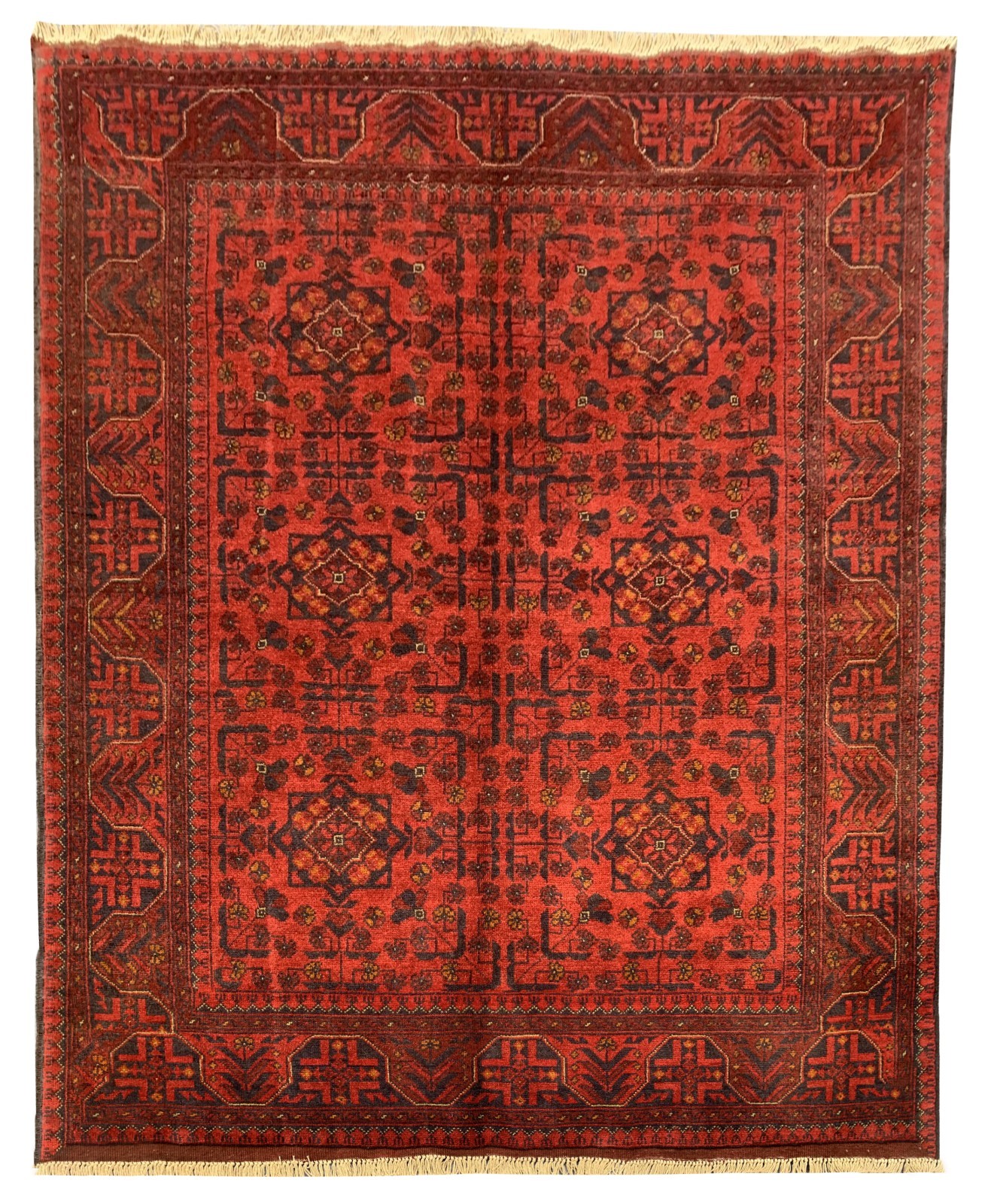 Fine Quality Hand Knotted Afghan Khal Muhammadi Wool Area Rug 7 x 5 Ft gallery