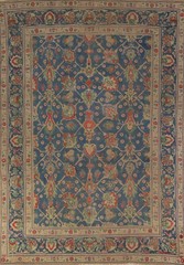 Blue Over-dyed Traditional Area Rug 6×10 Handmade Wool Geometric Vintage Carpet