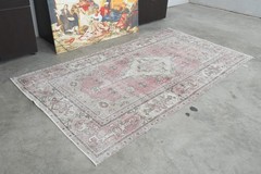 4×8 ft rugs, antique turkish vintage oushak rug hand-knotted wool carpet rug,37