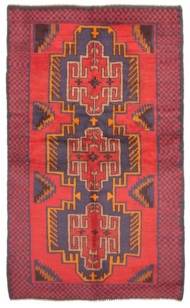 Vintage 3'7" x 6'0" Traditional Hand Knotted Vegetable Dye Wool Area Rug