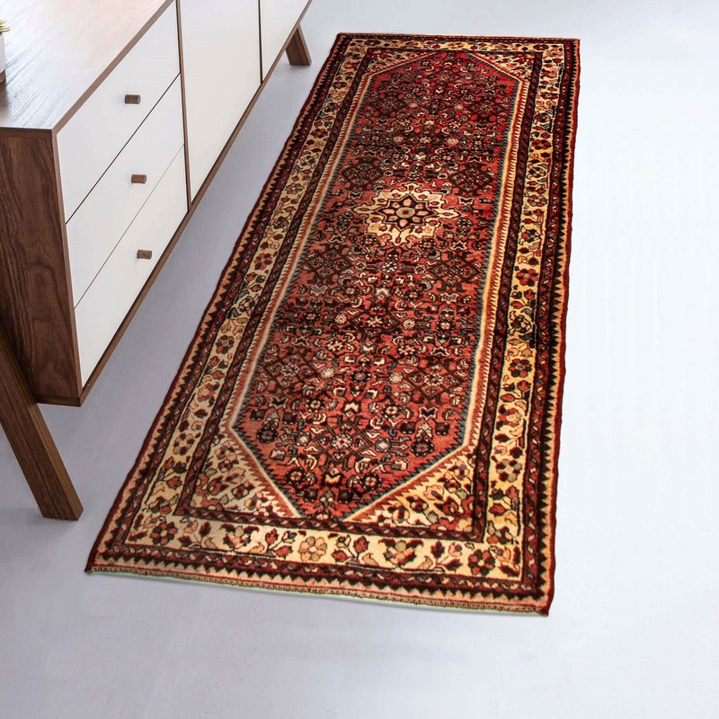 3'7" x 9'10" Vintage Hand-knotted Runner Rug Traditional Oriental Carpet gallery
