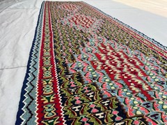88 x 286 cm Stunning Vintage Super Fine Quality Senneh Knots Three Medallion Rug