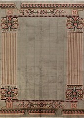 Vintage Nepalese Oriental Area Rug 9×12 Hand-knotted Wool Bordered Carpet