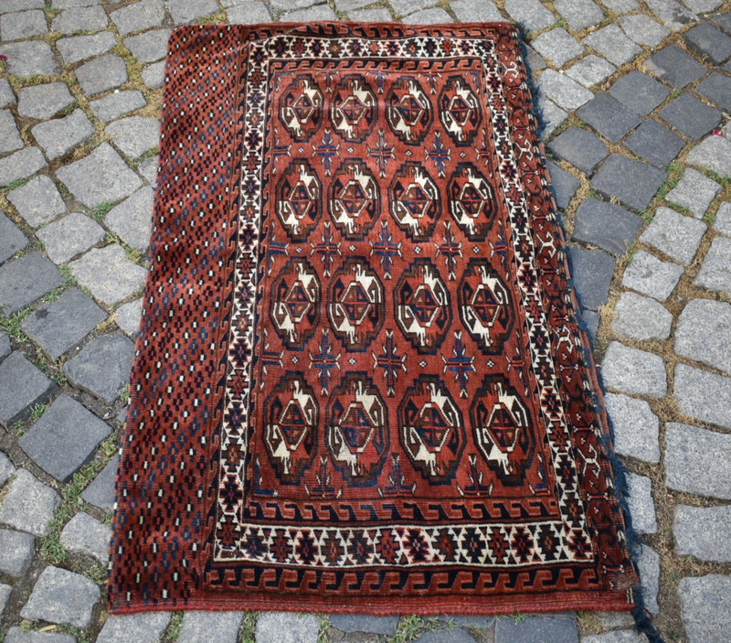 Fabulous Antique Yomud Rug 48'' x 28'' Collector's Item Yomud Camel Bag Wool Rug gallery