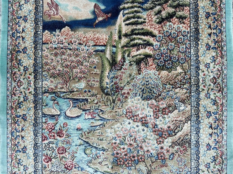 New Luxurious Pictorial Silk Rug Beautiful Scenery Home Décor Carpet 2x3 ft gallery