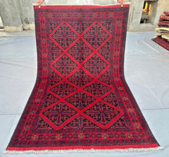 4×7 Afghan Turkmen Khal Mohammadi Bukhara Rug | Nomadic Persian Style Wool Rug