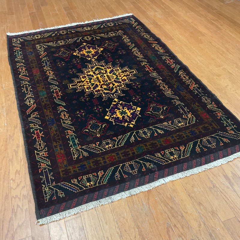 Handmade Afghan Tribal Balouchi Rug (4'4 x 6'4) gallery