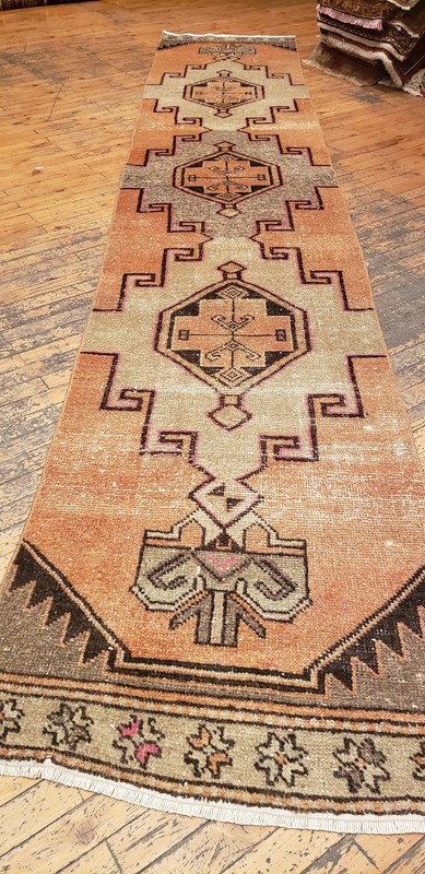Beautiful 1930-1939's Antique Wool Pile Muted Natural Dye Oushak Runner Rug gallery