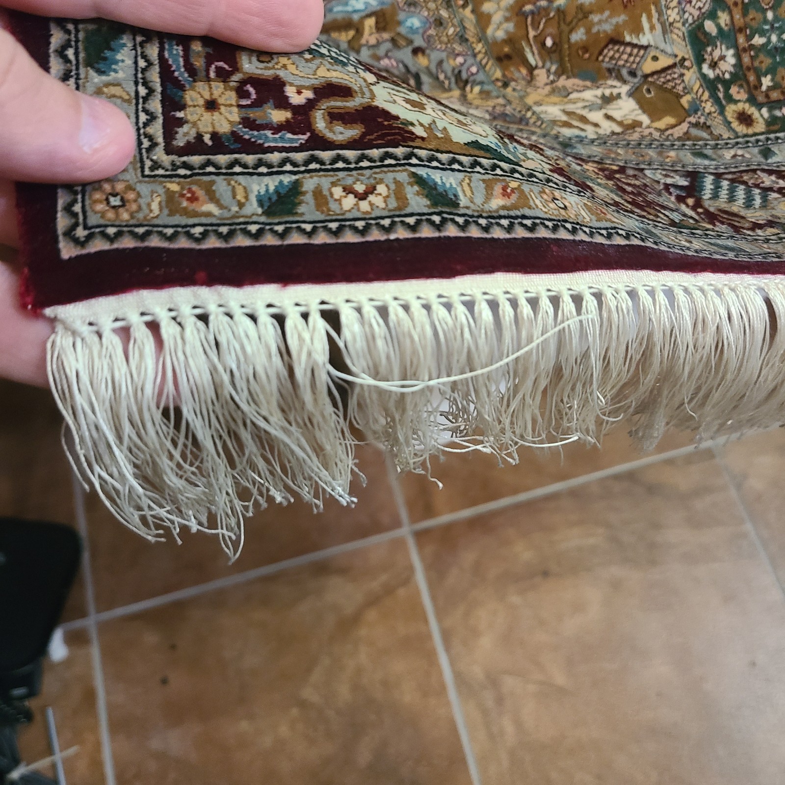 Silk Prayer Rug 37 X24 in Turkish Hereke Handmade Vintage Fine Carpet gallery
