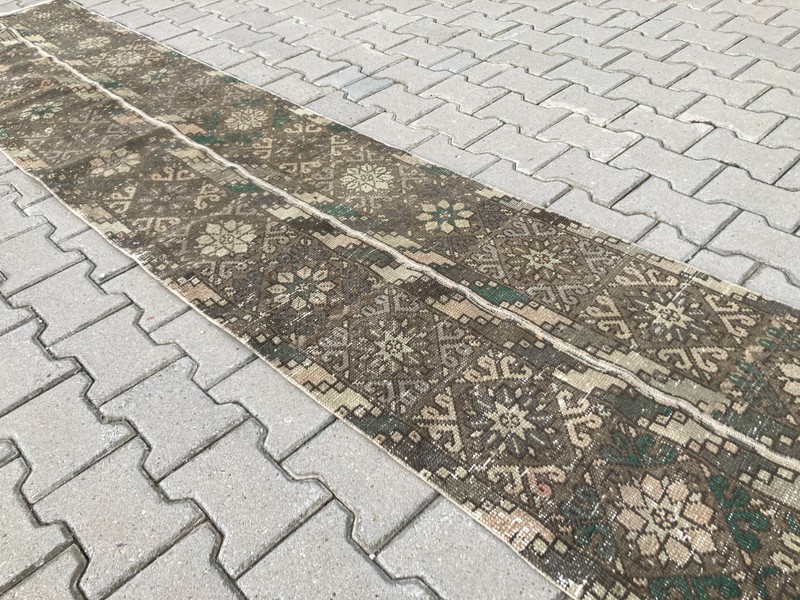 Vintage Turkish Patchwork Runner, 2.2 x 12.6 ft, Antique Oushak Hallway Carpet gallery
