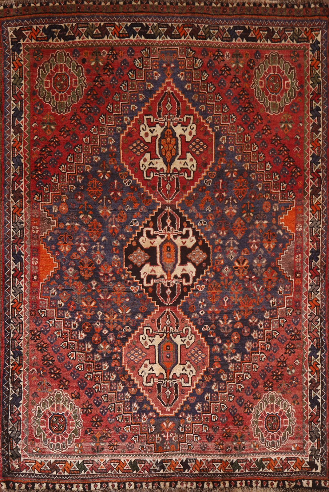Vegetable Dye Wool Accent Rug 4x5 Nomadic Hand-knotted Home Decor Tribal Carpet gallery