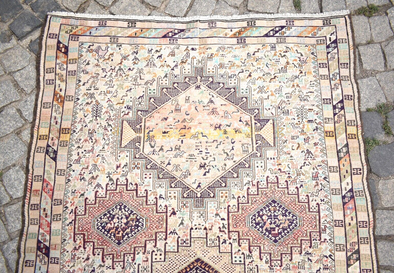 Vintage Caucasian Rug 47'' x 78'' Fine Quality Animal Design Silk Soumak Rug gallery
