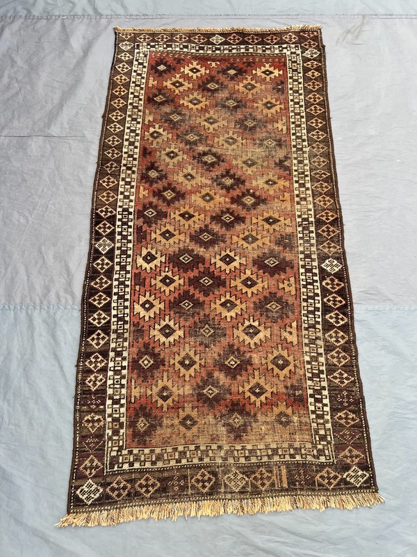 3'2 x 6'5 ft Antique Afghan Baluchi Rug Hand Knotted Wool Distressed Kitchen Rug gallery
